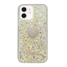For iPhone 11 Starry Sequin Diamond Heart Epoxy TPU Phone Case(Yellow)