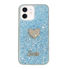 For iPhone 12 Starry Sequin Diamond Heart Epoxy TPU Phone Case(Blue)