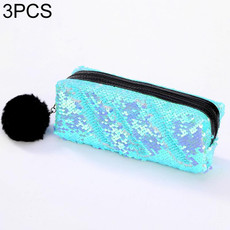 3 PCS Reversible Sequin Pencil Case for Girls School Supplies Super Big Stationery Gift Magic Makeup Bag(Magic blue+Purple)