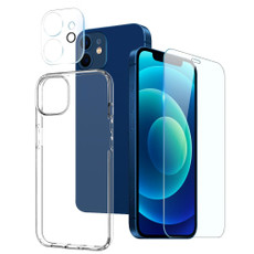 For iPhone 12 NORTHJO 3 in 1 TPU Phone Case with Screen Film and Lens Film(Clear)