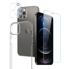 For iPhone 12 Pro Max NORTHJO 3 in 1 TPU Phone Case with Screen Film and Lens Film(Clear)