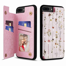 For iPhone 8 Plus / 7 Plus Printed Double Buckle RFID Anti-theft Phone Case(Dried Flower World)