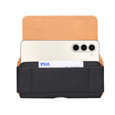 Splicing Cowhide Texture Waist Hanging Fold Phone Case(Black) Splicing Cowhide Texture Waist Hanging Fold Phone Case(Black)