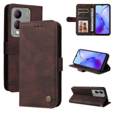 For vivo Y17s Skin Feel Life Tree Metal Button Leather Phone Case(Brown) For vivo Y17s Skin Feel Life Tree Metal Button Leather Phone Case(Brown)