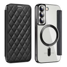 For Samsung Galaxy S22 5G Shield Magsafe RFID Anti-theft Rhombus Leather Phone Case(Black) For Samsung Galaxy S22 5G Shield Magsafe RFID Anti-theft Rhombus Leather Phone Case(Black)