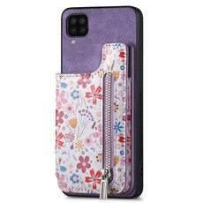 For Samsung Galaxy M53 5G Retro Painted Zipper Wallet Back Phone Case(Purple)