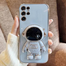 For Samsumg Galaxy S23 Ultra 5G Electroplating Astronaut Holder Phone Case(Blue) For Samsumg Galaxy S23 Ultra 5G Electroplating Astronaut Holder Phone Case(Blue)