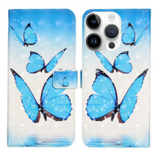 For iPhone 13 Pro Oil Embossed 3D Drawing Leather Phone Case(3 Butterflies)