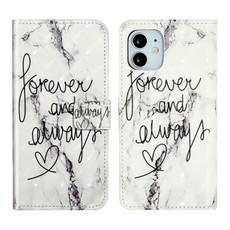 For iPhone 11 Oil Embossed 3D Drawing Leather Phone Case(Words Marble)