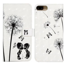 For iPhone 7 Plus / 8 Plus Oil Embossed 3D Drawing Leather Phone Case(Couple Dandelion)