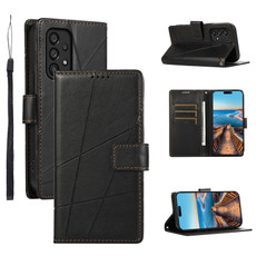 For Samsung Galaxy A53 5G PU Genuine Leather Texture Embossed Line Phone Case(Black)
