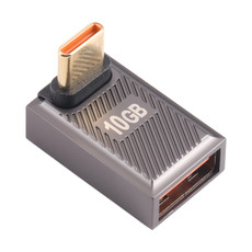 USB-C / Type-C Male to USB Female 10 Gbps 90 Degree Front Bend Charging Adapter (Gun Metal)
