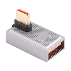 USB-C / Type-C Male to USB Female 10 Gbps 90 Degree Middle Bend Charging Adapter (Silver)
