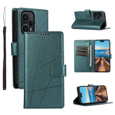 For Xiaomi Redmi Note 12 Turbo PU Genuine Leather Texture Embossed Line Phone Case(Green) For Xiaomi Redmi Note 12 Turbo PU Genuine Leather Texture Embossed Line Phone Case(Green)