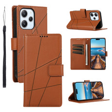For Xiaomi Redmi 12 PU Genuine Leather Texture Embossed Line Phone Case(Brown) For Xiaomi Redmi 12 PU Genuine Leather Texture Embossed Line Phone Case(Brown)