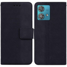 For Motorola Edge 40 Neo Geometric Embossed Leather Phone Case(Black)