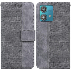 For Motorola Edge 40 Neo Geometric Embossed Leather Phone Case(Grey)