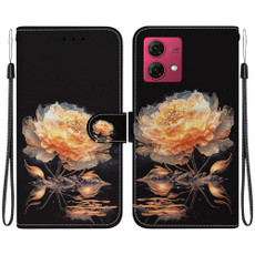 For Motorola Moto G84 Crystal Texture Colored Drawing Leather Phone Case(Gold Peony) For Motorola Moto G84 Crystal Texture Colored Drawing Leather Phone Case(Gold Peony)