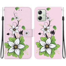 For Motorola Moto G54 Crystal Texture Colored Drawing Leather Phone Case(Lily)