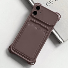 For iPhone 11 Shockproof Card Slot Frosted TPU Phone Case(Brown) For iPhone 11 Shockproof Card Slot Frosted TPU Phone Case(Brown)