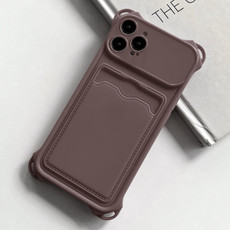 For iPhone 12 Pro Max Shockproof Card Slot Frosted TPU Phone Case(Brown) For iPhone 12 Pro Max Shockproof Card Slot Frosted TPU Phone Case(Brown)