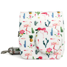 Flamingo Cactus Pattern PU Leather Protective Camera Case Bag For FUJIFILM Instax Mini 7S / 7C Camera