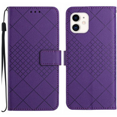 For iPhone 11 Rhombic Grid Texture Leather Phone Case(Purple) For iPhone 11 Rhombic Grid Texture Leather Phone Case(Purple)
