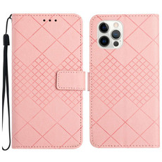 For iPhone 13 Pro Max Rhombic Grid Texture Leather Phone Case(Pink) For iPhone 13 Pro Max Rhombic Grid Texture Leather Phone Case(Pink)
