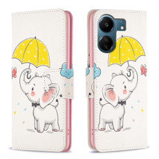 For Xiaomi Redmi 13C Colored Drawing Pattern Leather Phone Case(Umbrella Elephant) For Xiaomi Redmi 13C Colored Drawing Pattern Leather Phone Case(Umbrella Elephant)