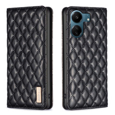 For Xiaomi Redmi 13C Diamond Lattice Magnetic Leather Flip Phone Case(Black) For Xiaomi Redmi 13C Diamond Lattice Magnetic Leather Flip Phone Case(Black)