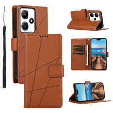 For Infinix Hot 30i PU Genuine Leather Texture Embossed Line Phone Case(Brown) For Infinix Hot 30i PU Genuine Leather Texture Embossed Line Phone Case(Brown)