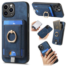 For iPhone 11 Pro  Max Retro Splitable Magnetic Card Bag Leather Phone Case(Blue)