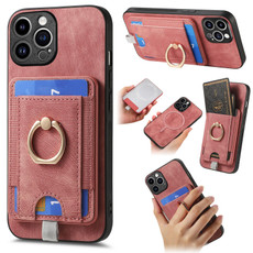 For iPhone 15 Pro Max Retro Splitable Magnetic Card Bag Leather Phone Case(Pink)