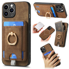 For iPhone 11 Pro  Max Retro Splitable Magnetic Card Bag Leather Phone Case(Brown)