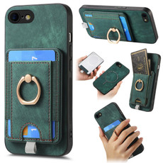 For iPhone 6 / 6s Retro Splitable Magnetic Card Bag Leather Phone Case(Green)