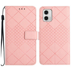 For Motorola Moto G53 5G / G23 4G / G13 4G Rhombic Grid Texture Leather Phone Case(Pink)
