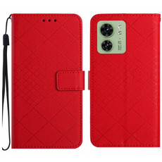 For Motorola Edge 40 Rhombic Grid Texture Leather Phone Case(Red)