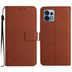 For Motorola Edge+ 2023 / Edge 40 Pro Rhombic Grid Texture Leather Phone Case(Brown)