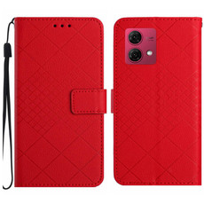 For Motorola Edge 40 Neo Rhombic Grid Texture Leather Phone Case(Red) For Motorola Edge 40 Neo Rhombic Grid Texture Leather Phone Case(Red)