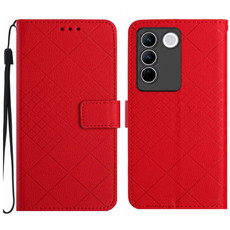 For vivo V27 / V27 Pro Global Rhombic Grid Texture Leather Phone Case(Red) For vivo V27 / V27 Pro Global Rhombic Grid Texture Leather Phone Case(Red)