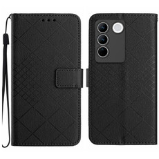 For vivo V27 / V27 Pro Global Rhombic Grid Texture Leather Phone Case(Black) For vivo V27 / V27 Pro Global Rhombic Grid Texture Leather Phone Case(Black)