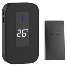 C303B One to One Home Wireless Doorbell Temperature Digital Display Remote Control Elderly Pager, US Plug(Black)