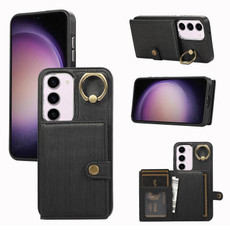 For Samsung Galaxy Galaxy S23 5G Brushed Texture Wallet Ring Holder Phone Case(Black) For Samsung Galaxy Galaxy S23 5G Brushed Texture Wallet Ring Holder Phone Case(Black)
