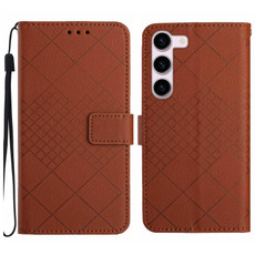 For Samsung Galaxy S23+ 5G Rhombic Grid Texture Leather Phone Case(Brown) For Samsung Galaxy S23+ 5G Rhombic Grid Texture Leather Phone Case(Brown)