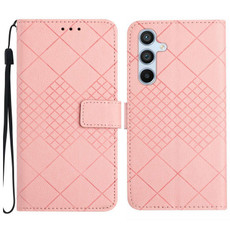 For Samsung Galaxy A24 4G Rhombic Grid Texture Leather Phone Case(Pink)