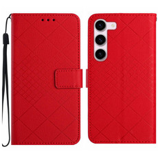 For Samsung Galaxy S23 5G Rhombic Grid Texture Leather Phone Case(Red) For Samsung Galaxy S23 5G Rhombic Grid Texture Leather Phone Case(Red)