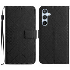 For Samsung Galaxy A24 4G Rhombic Grid Texture Leather Phone Case(Black)
