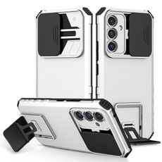 For Samsung Galaxy A54 5G Stereoscopic Holder Sliding Camshield Phone Case(White)