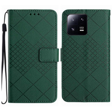 For Xiaomi 13 Rhombic Grid Texture Leather Phone Case(Green)