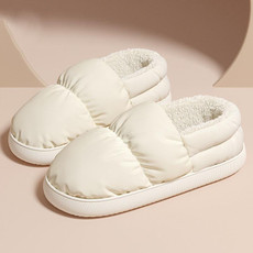 Winter Home Waterproof Thick-soled Cotton Shoes Plush Warm Cotton Slippers, Size: 38-39(White)